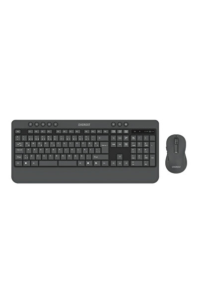 Everest KM-6585 Dual Gri/Beyaz Kablosuz Çift Space Tuşlu Q Klavye + Mouse Set