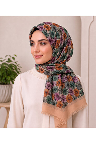 Butik Çiçek Desen Yüzde 95 Pamuk Kaliteli Eşarp Yazma