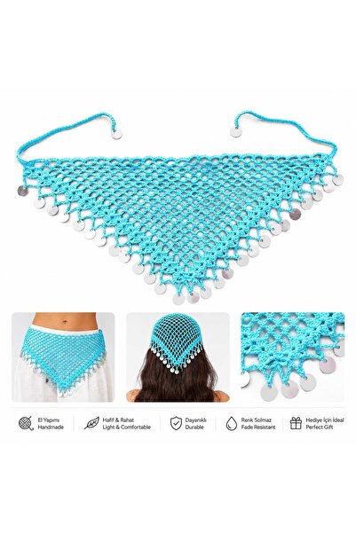 A&D HANDMADE Hand Knitted Sequined Cotton Bandana