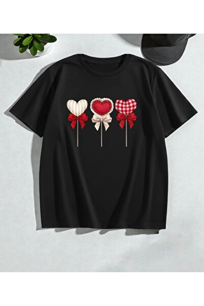 NIGRUM PARDUS New Season Heart Sugar Printed 100% Cotton Oversize Girls' T-Shirt
