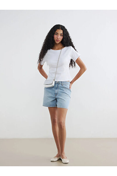 LC Waikiki Mavi Regular Fit Kadın Jean Şort