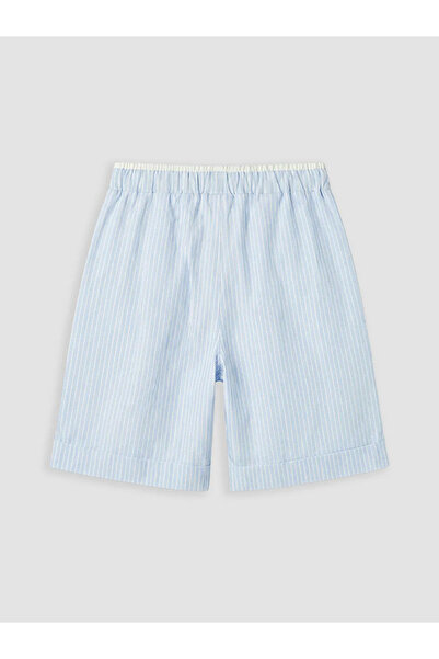 LC Waikiki Blue Elastic Waist Girls' Poplin Shorts