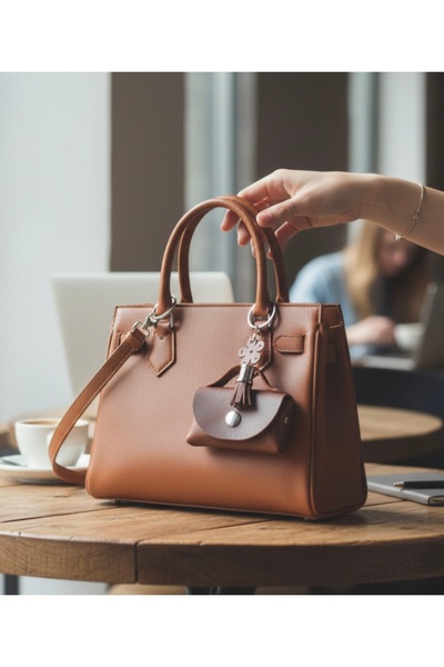 Cerisse Charm Çanta Aksesuarı Gercek Deri Mini Çanta Şeklinde