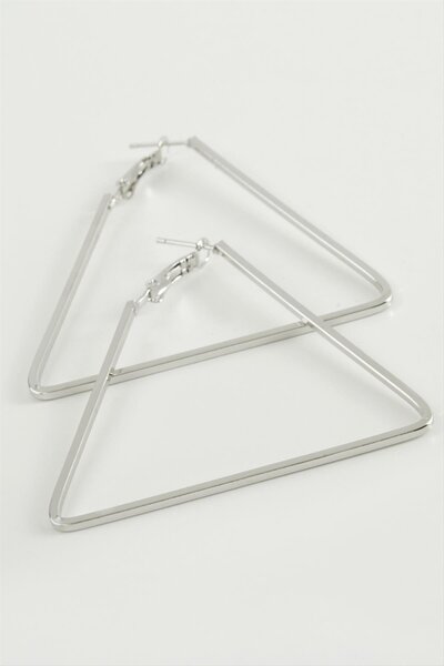 ZERO LAND Ilkeshop Triangle Hoop Earrings 6 (05632) Cm-Silver Color