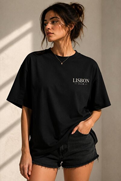 Lizbon Style Γυναικείο μπλουζάκι με στάμπα oversize, 100% βαμβακερό, βασικό, ...