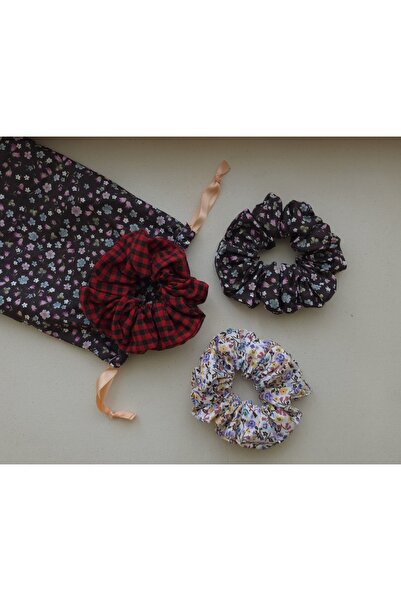 MATINA JUNE 3’lü Scrunchie toks seti. Büzgülü Kese ile.