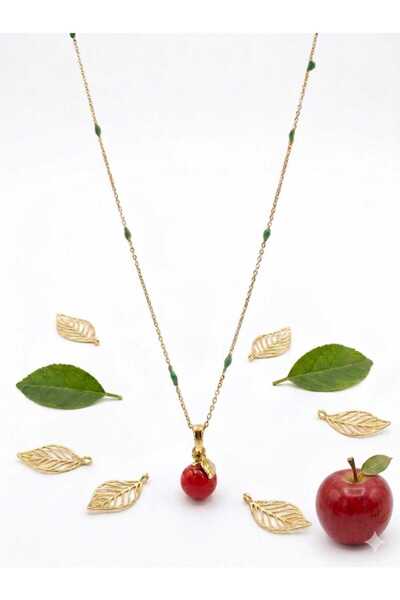 Papatya Silver 925 Ayar Gümüş Özel El İşi Murano Taşlı Elma Kolye.rose.gold.r...