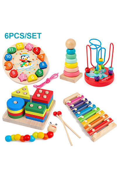 Choice 1set 6pcs Montessori Baby Toys Kids 3D Wooden Puzzles Early Learning B...