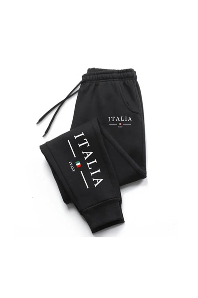 LAVİTTA بنطلون سواد الليل بطبعة جرافيك عصرية