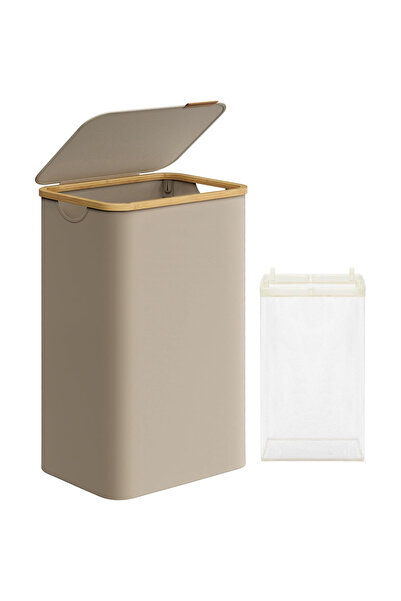 SONGMICS Foldable Laundry Basket with Lid and Removable Bag, 90 L, 42x32x70.5...