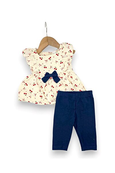 voyyo kids baby Baby Girl Summer Cherry Printed Muslin Blouse and Leggings 1-...