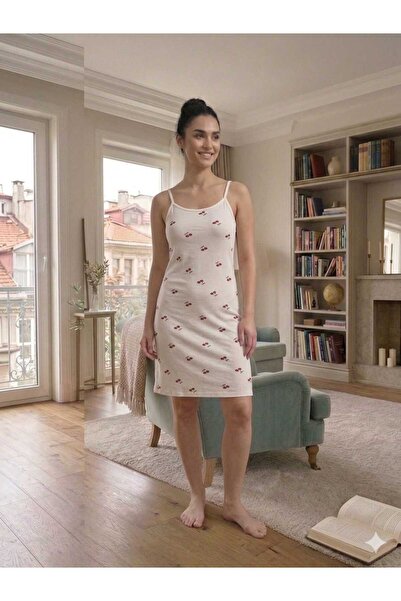 sevateks Kadın Ribanalı Yumuşak Dokulu Askılı Bodycon Gecelik