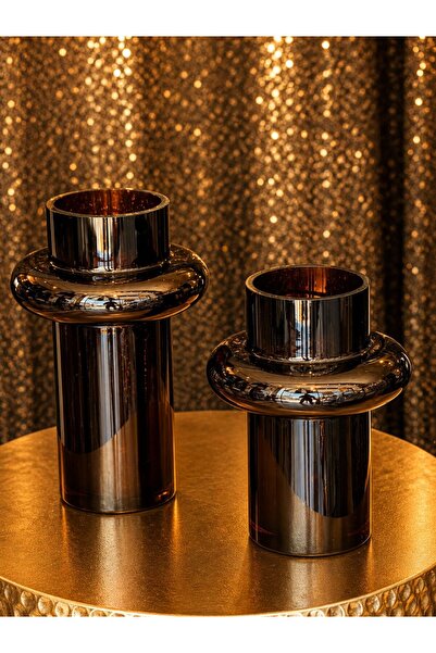 zepce design Dekoratif Cam Ufo Vazo 2'li Amber