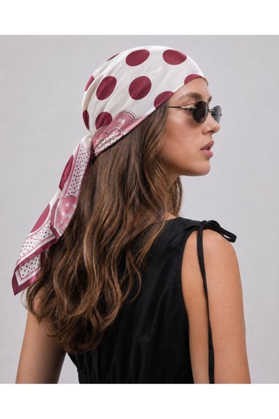 tarzınısec Alege-ți stilul Eșarfă/Bandana cu model buline burgundy 70x70 cm