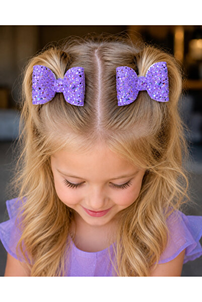 Toka Perisi Lila Miks Luna Fiyonk Glitter Klipsli Toka (4 cm metal Klips)