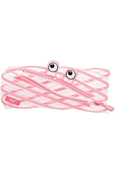 Zipit Zippered pencil case, Clear Monster - pink