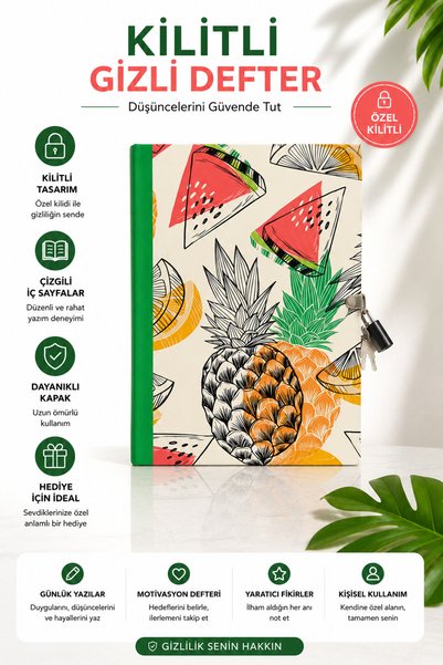 Kids Like 14x20 Kilitli Hatıra & Günlük Defteri Sert Kapak 80 Yaprak 1 Adet