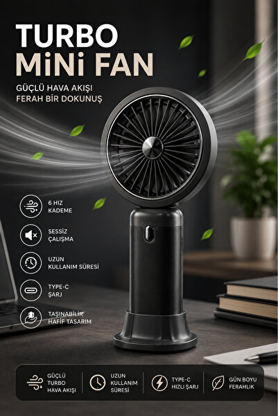 Abbruch Şarjlı Mini Fan Turbo Hava Akışlı Taşınabilir El Vantilatörü 6 Hız Ka...