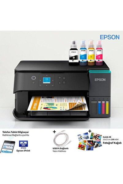 EPSON Kablosuz Renkli Tanklı Yazıcı Dubleks Baskı Fotokopi Tarayıcı Özellikli...