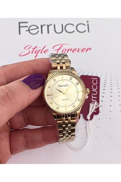 Ferrucci Retro Model Sade Şık Çelik Kordon ve Kasa Kadın Kol Saati+Bileklik H...