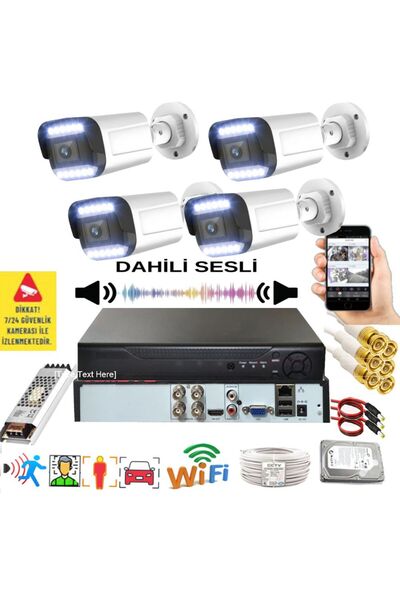 BİSES 4 lü Sesli Araç İnsan Yüz ve Hareket Algılayan 5 MP Lens 12 Warm Led Ge...