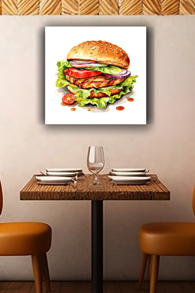 Lucena Pictură murală metalică Gurme Hamburger, cu tematică fast-food, decora...