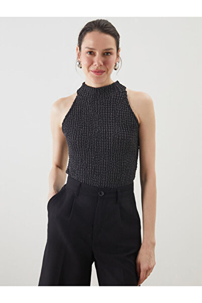 LC Waikiki Rmz Gi̇yi̇m Farkiyla Halter Roba Collar Textured Women's Blouse