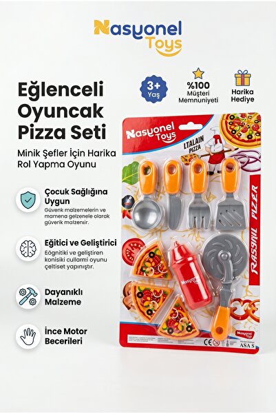 NASYONEL TOYS Çocuklar İçin Eğlenceli Oyuncak Pizza Seti Mutfak Aksesuarları ...