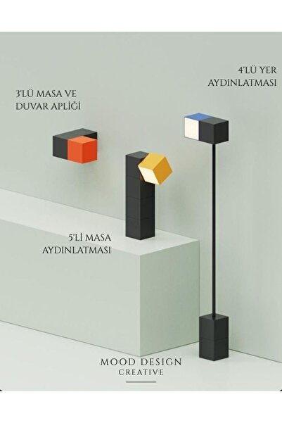 MoodDesign MINI BLOCK CUBE DECORATIVE LAMP - MİNİ BLOK KÜP DEKORATİF ÇOKLU MA...