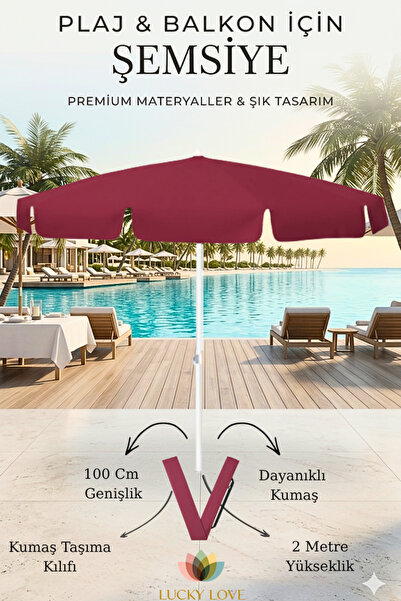 Lucky Love Plaj Bahçe Balkon İçin Bükülebilen Şemsiyesi İnce Branda Kumaş - 2...