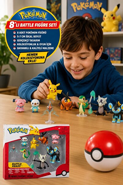 TOYFEST Pokemon 8’li Figür Seti Pikachu Tepig Oshawott Snivy Luxio Jazwares 5...