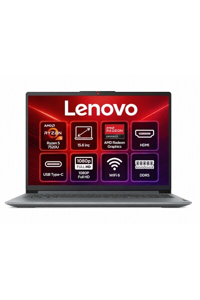 LENOVO Ideapad Slim 3 Amd Ryzen 5 7520U 16GB 256GB Freedos 15.6" Fhd Bilgisayar