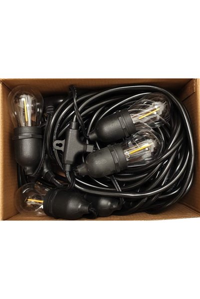 MAD ECO LEDURI Ghirlandă luminoasă de exterior cu 20 de becuri de 1 W, 220 V, 20 m, interconectabilă, alb cald - Ideală pentru grădină, terasă, evenimente