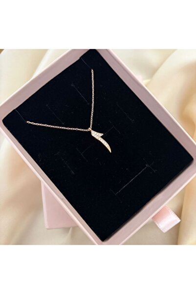 Lovera Jewellery 925 Ayar Gümüş Sertifikalı Rose Renk Elif Kolye