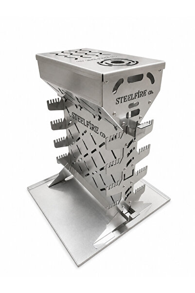 STEELFIRE Dumansız Şiş Pişirme Ocağı – Yağ Damlatmayan Dikey Mangal Sistemi