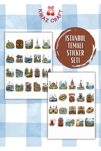 Kiraz Craft Istanbul Vibes Sticker Seti – Laptop, Defter, Tablet ve Ajanda İç...