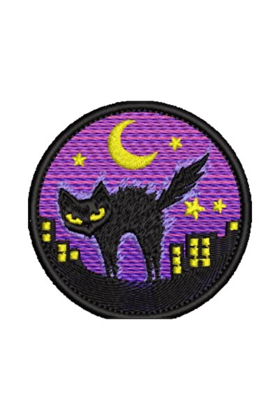 OEM Embroidered Patch Cat, 78.88 mm, applicable on textile
