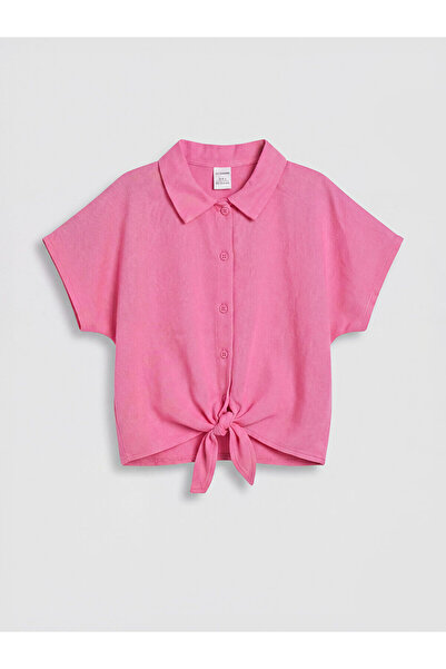 LC Waikiki Peak New Season Poplin Girls' Shirt with Tie Detail