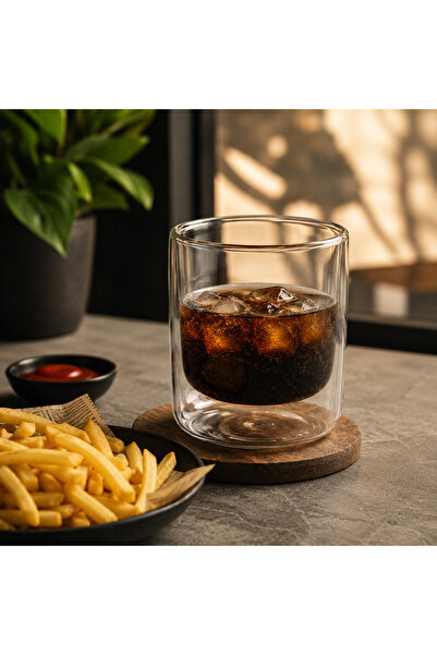 Aşkana Double Wall Borosilicate Glass Cup,Heat Insulated Double Wall Coffee C...