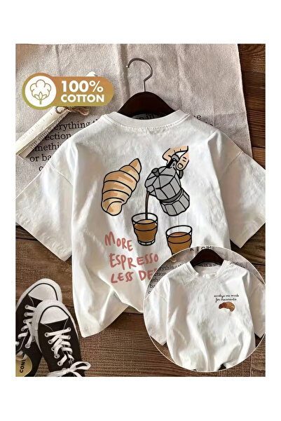 Massgai Μπλουζάκι Unisex με στάμπα More Espresso Coffee, Oversize, 100% βαμβάκι