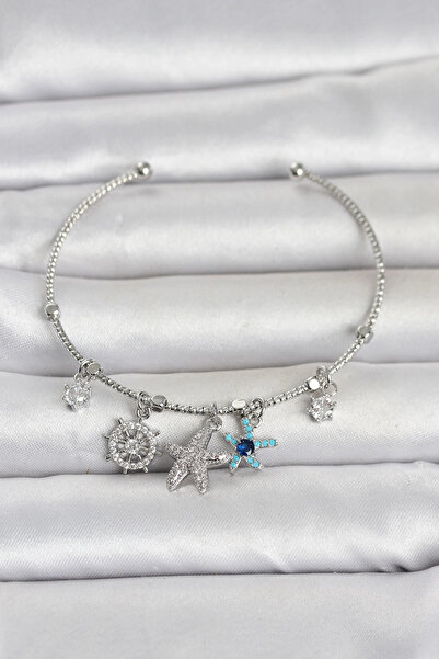 Clariss Silver Color Brass Sea Theme Charm Women's Bracelet