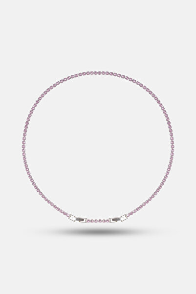 Simovia Pembe 3 mm Yuvarlak Zirkon Taşlı Su Yolu Kolye