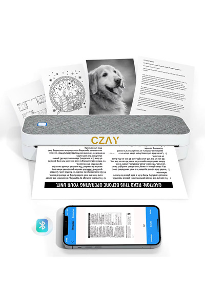 CZAY Imprimanta Termica Portabila A4 CZAY®,Bluetooth,Doar cu Hartie Termica, ...