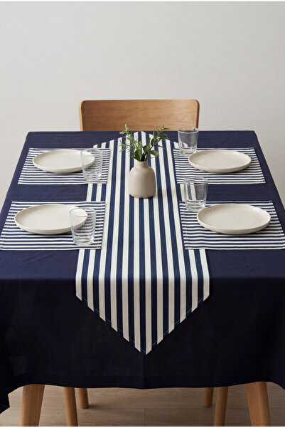 nareen home Lacivert Beyaz Çizgili Runner 40x140 cm