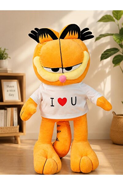 onestophube Sevimli Garfeld Peluş Oyuncak I Love You Tişörtlü Büyük Boy Uyku ...