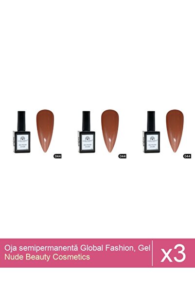 Makeup Set 3x Oja semipermanentă Global Fashion, Gel polish Elite Glow 15 ml,044