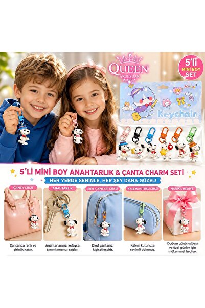 QUEEN AKSESUAR Set de 6 câini drăguți Snoopy, jucărie colorată, figurine, bre...