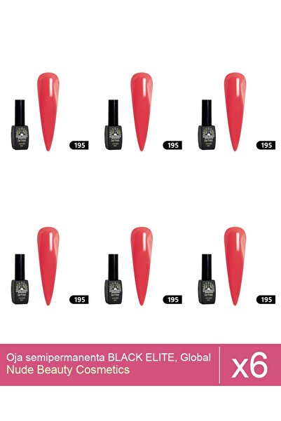 Makeup Set 6x Oja semipermanenta BLACK ELITE, Global Fashion 8 ml,195