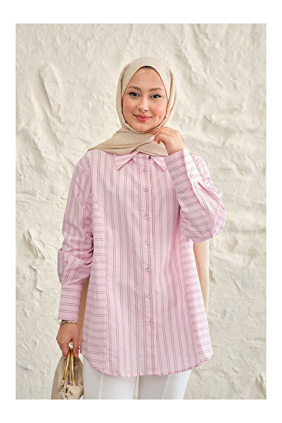 LC Waikiki Nevavm Women's Plain and Side Line Detail Shirt Pink