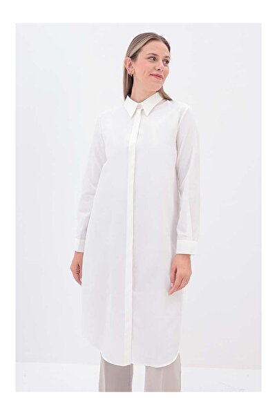 LC Waikiki Nevavm White-White-Covered Buttoned Shirt Tunic